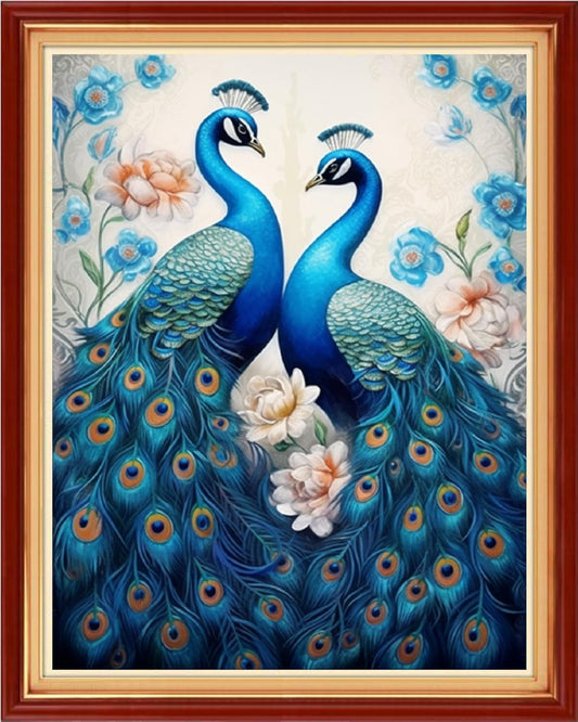 Funchey Stamped Cross Stitch Kits, DIY Cross Stitch Pattern for Adults Beginners Needlepoint Kits Embroidery Kit Arts and Crafts 11CT-Blue Peacock 16x20 inch