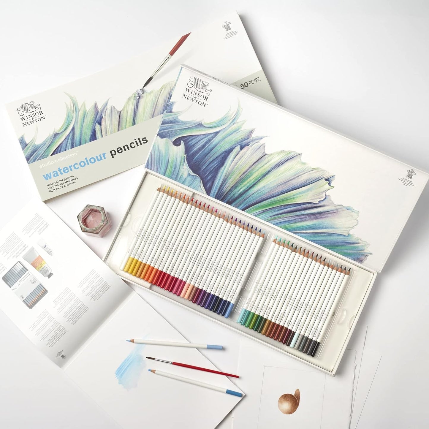 Winsor & Newton Studio Collection Artist Pencils, Watercolour Pencil Box Set, 50 piece