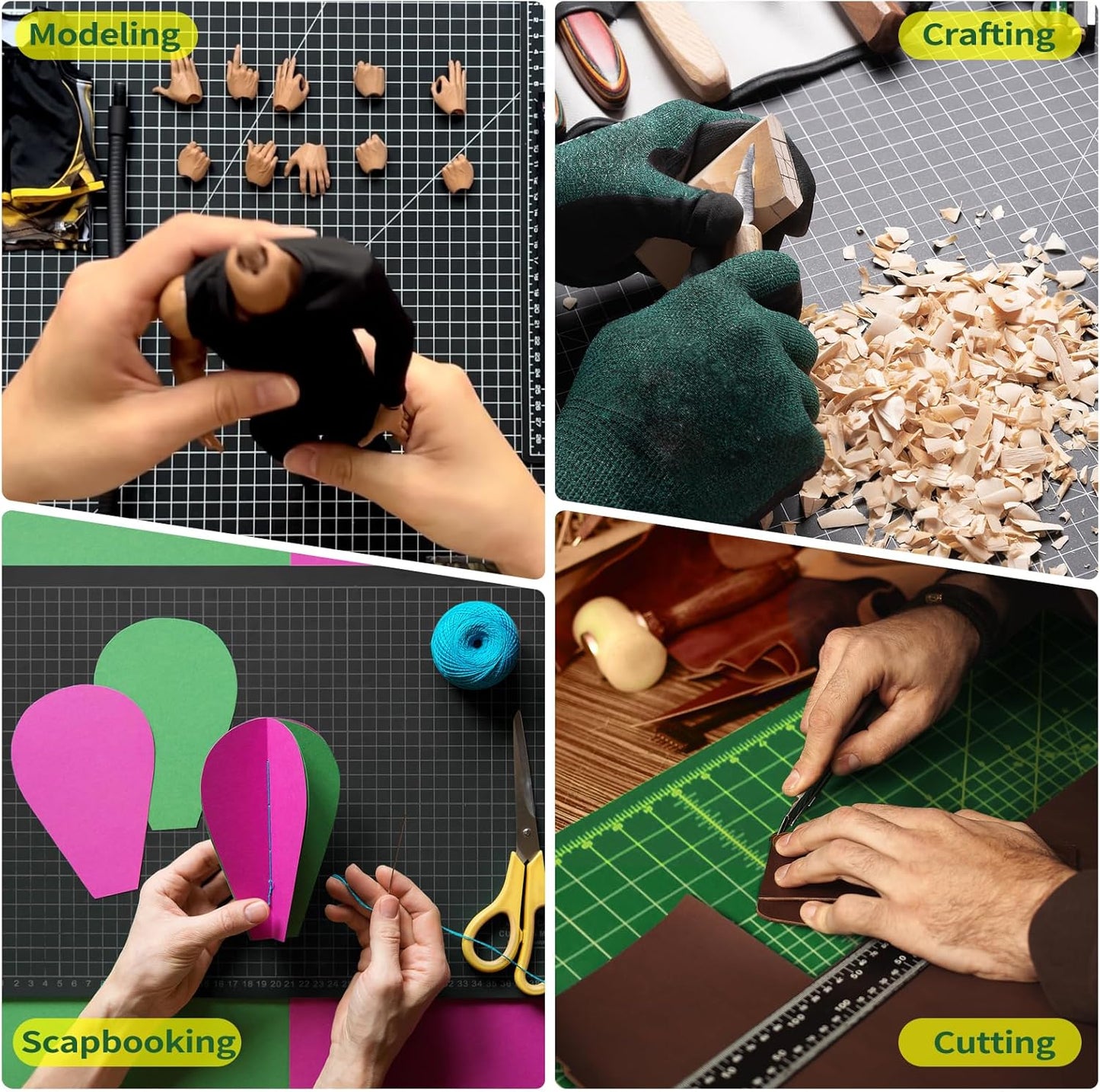 Extra Large 36" x 48" Self Healing Sewing Mat, WerkWise Rotary Cutting Mat, Double Sided 5-Ply 36x48 Inch Board for Quilting, Fabric, & Crafts, Designed for Use with Rotary Cutters (Green & Black)