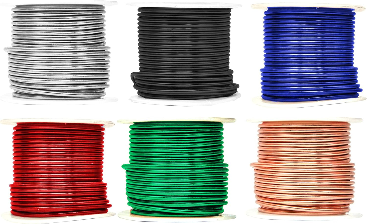 Mandala Crafts 12 Gauge Anodized Aluminum Craft Wire for Jewelry Making - 276 FT Colored Flexible Silver Copper True Blue Black Red Kelly Green Wire - Bendable for Bonsai Armature Crafting Sculpting