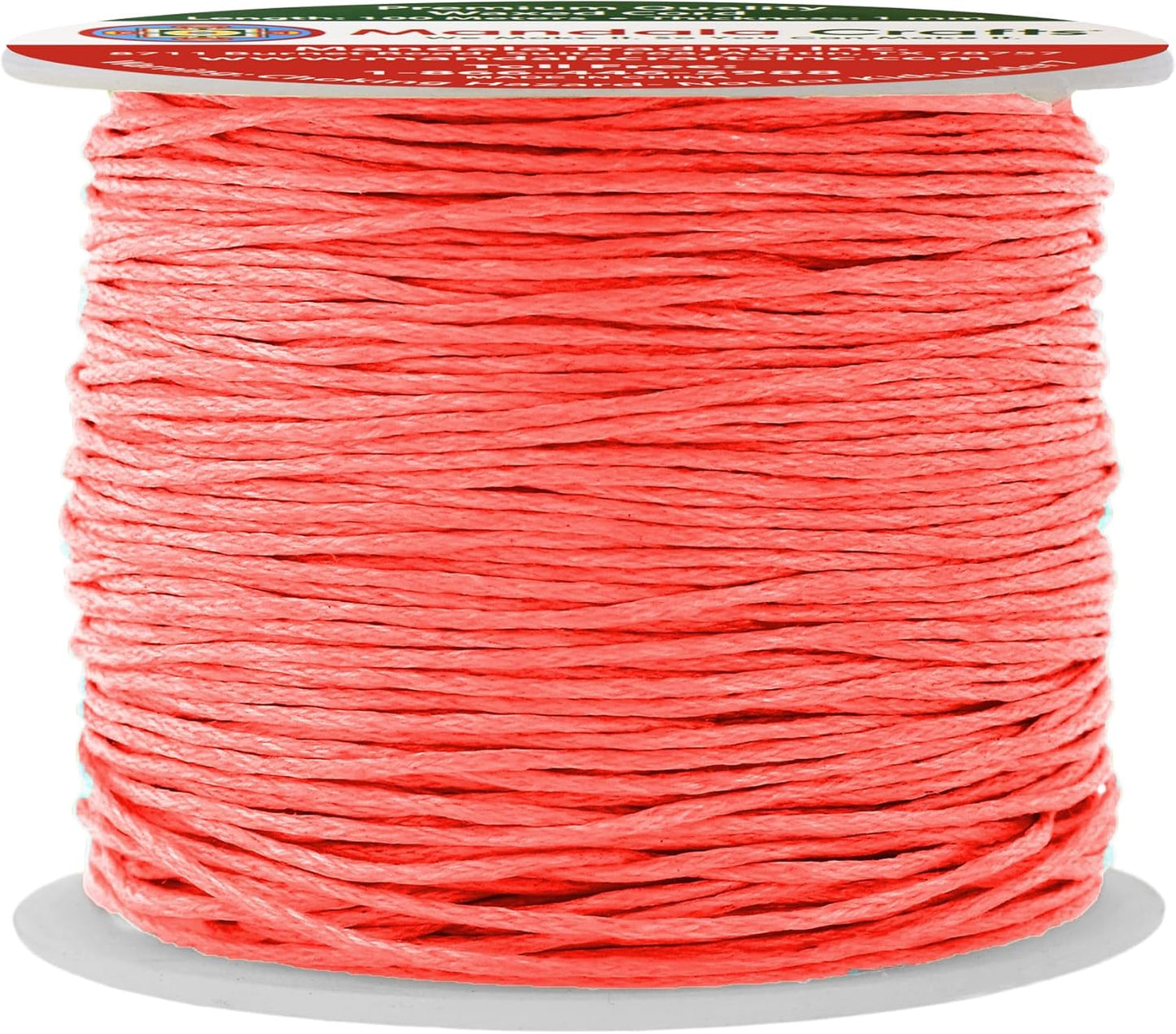 Mandala Crafts 1mm 109 Yards Coral Cotton Waxed Cord for Jewelry Making Bracelet Cord Waxed String - Beading String Thread Jewelry Cords for Necklaces String