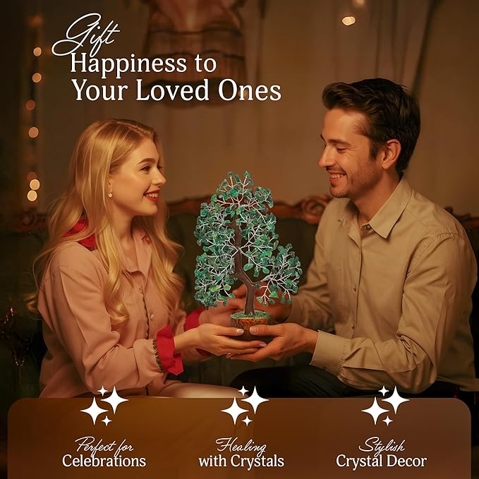YATSKIA Green Aventurine - Crystal Tree, Gemstone Tree, Chakra Tree of Life, Balancing Tree, Healing Crystal, Crystal and Stone Decor, Fungshui Decorations, Positive Energy Gifts for Women