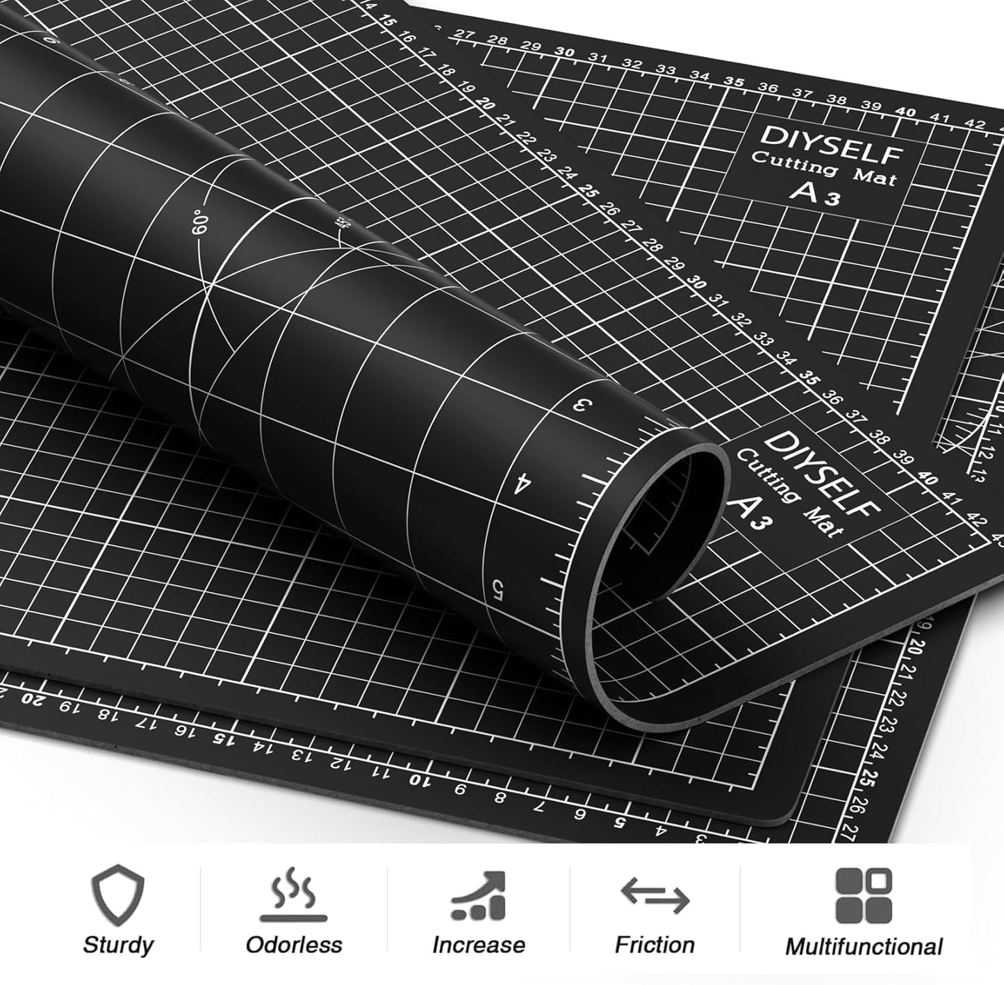 DIYSELF Cutting Mat 9in12in, Self Healing A4 for Crafts, Sewing, Fabric, Double Sided, Desktop, Rotating for Quilting