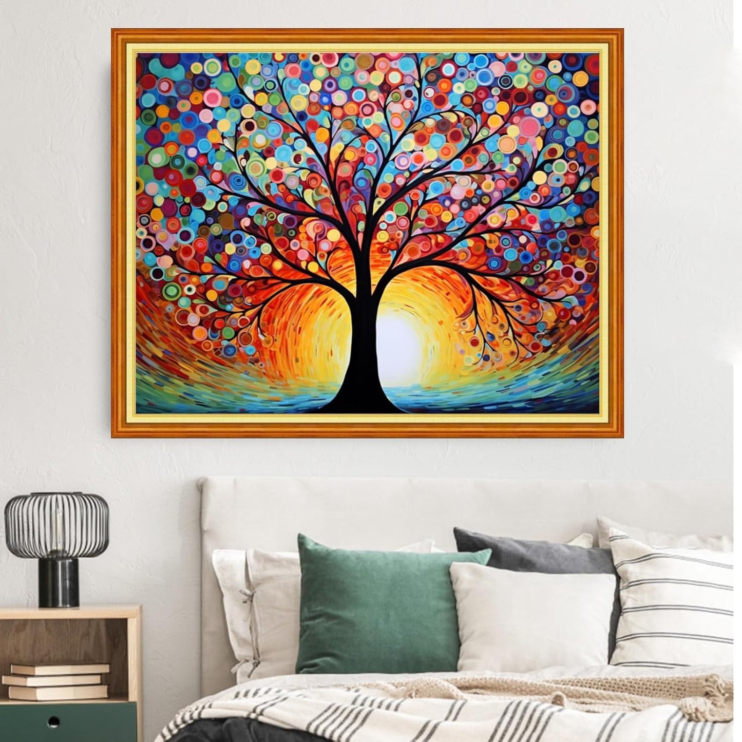 Dimxvean Stamped Cross Stitch Kits,Cross Stitch Kits for Adults Beginners,Embroidery Kits Full Range of Cross Stitch Stamped Kits Needlepoint Kits Cross Stitch Patterns-Color Moonlight Tree 16x20 inch