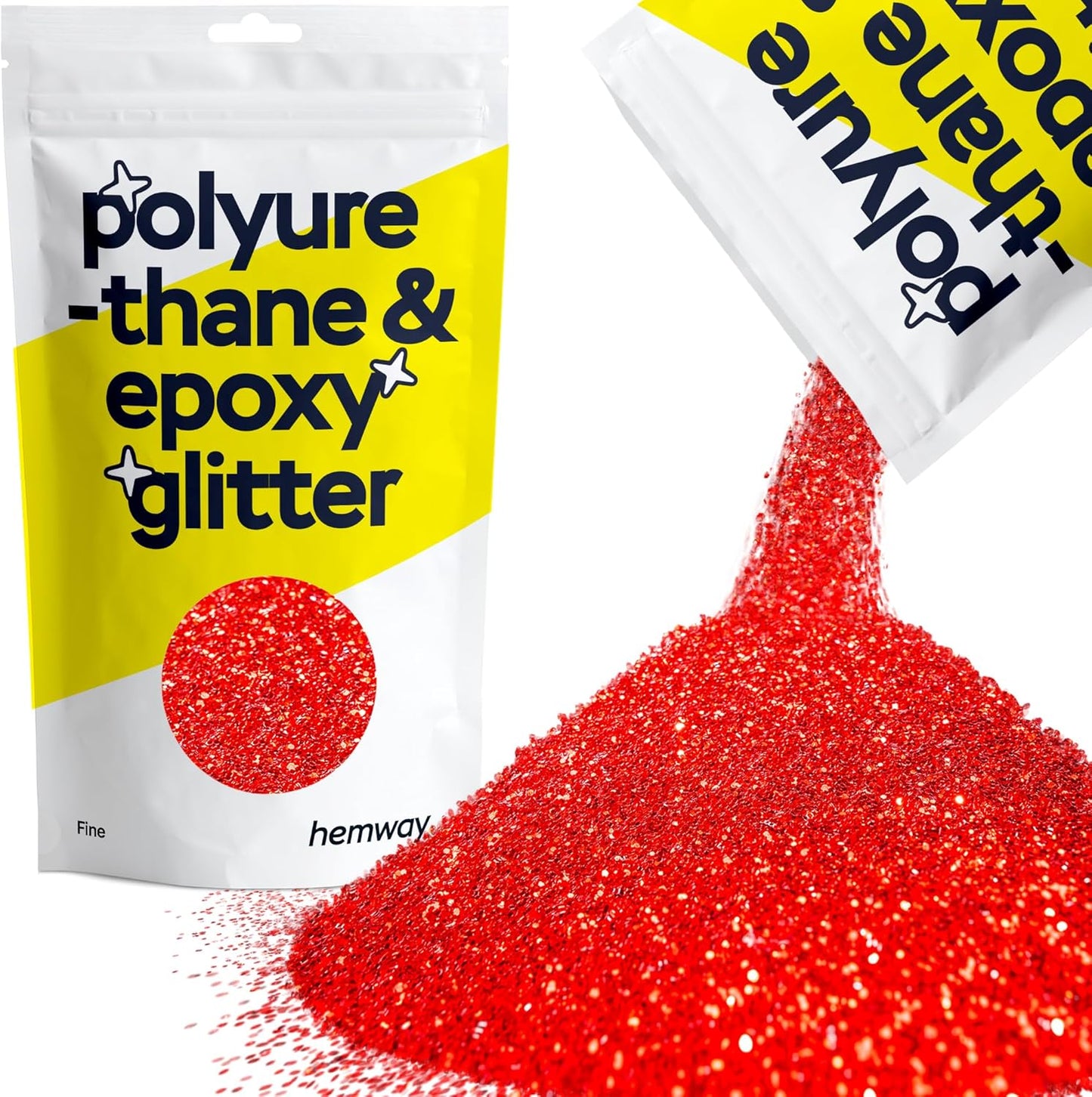 Hemway Polyurethane & Epoxy Resin Glitter 100g / 3.5oz Metallic Crystal Flake Additive for Flooring Jewelry Tumblers Glass Pigment - Fine (1/64" 0.015" 0.4mm) - Red