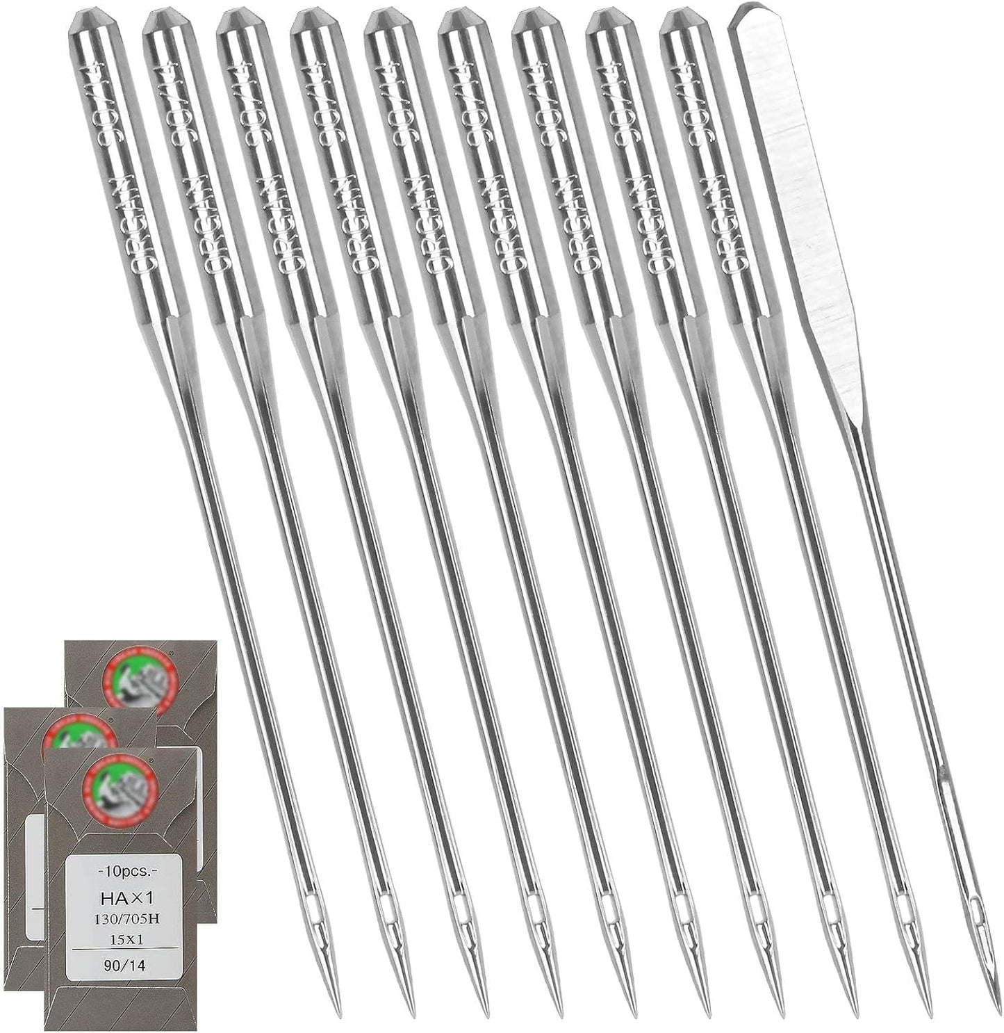 30Pcs Embroidery Needles for Brother Size 90/14 130/705H HAx1 Embroidery Machine Needles Sewing Needles for Brother Embroidery Machine (3 Pack of 10 Needles)