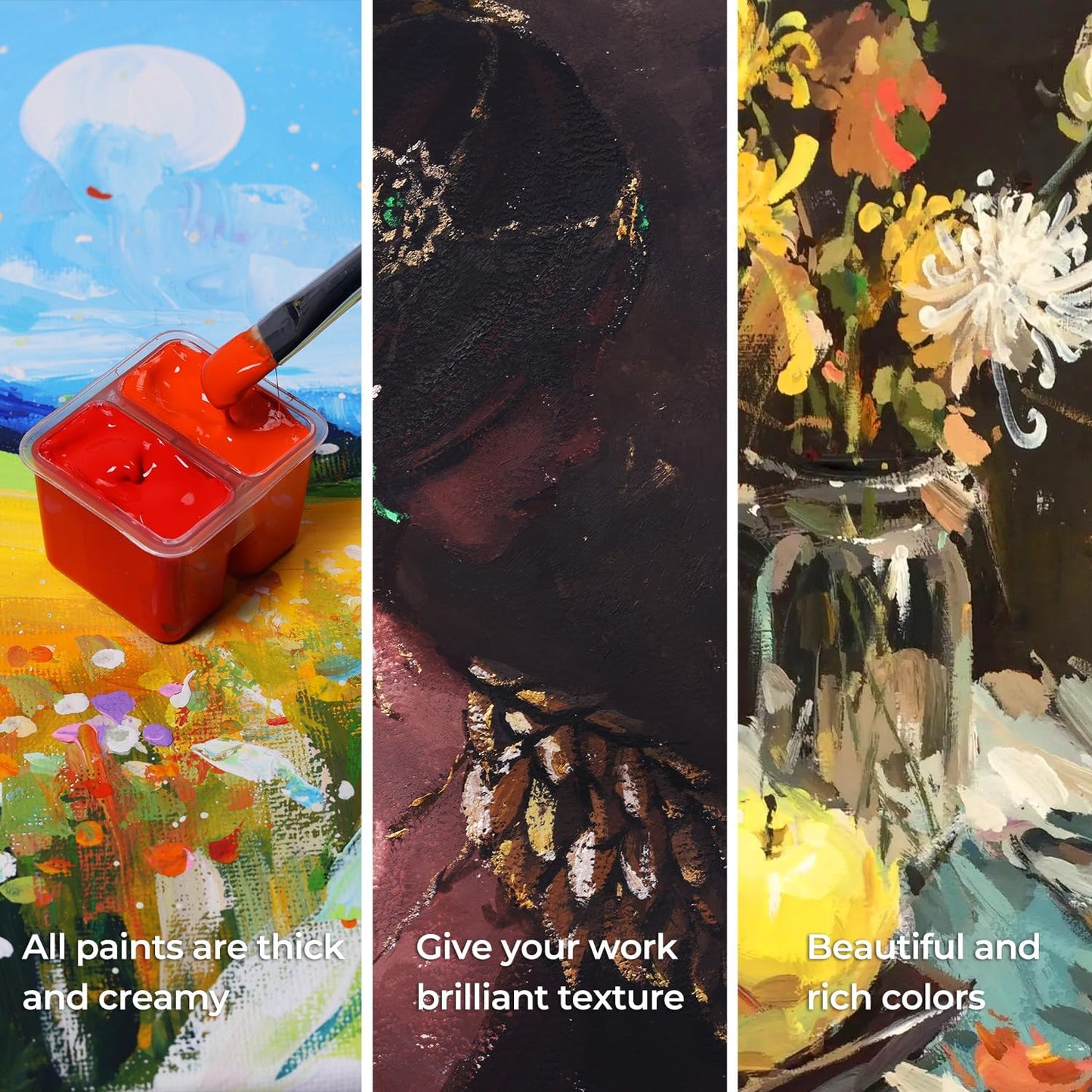 HIMI Gouache Paint Set, 36 Colors x 12ml Twin Jelly Cup Design with 3 Paint Brushes and a Palette in a Carrying Case Perfect for Artists, Students, Gouache Opaque Painting