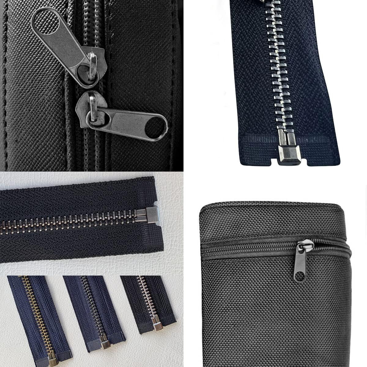 Platinum 48-Piece Metal Zipper Repair Accessories Set - DIY Sewing Kit with Zipper Head Slider, Retainer Box, Insert Pin, Top & Bottom Stoppers for 3# 5# 8# 10# Zippers