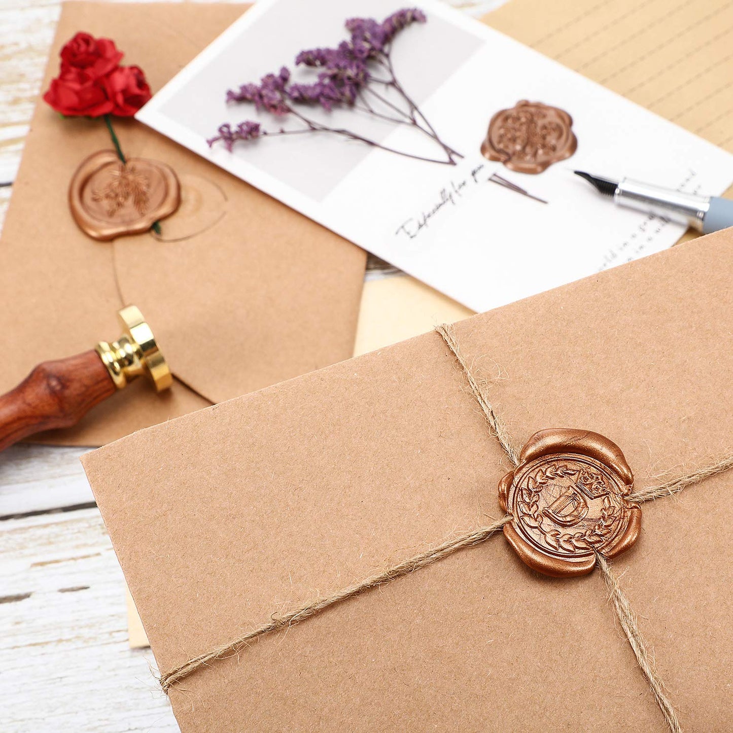 Nuanchu 15 Pcs Glue Gun Sealing Wax Sticks Retro Vintage Wax Sticks for Seal Stamp and Letter for Wedding Invitations Card Envelope Christmas Holiday Gift Ideas(Red Copper)