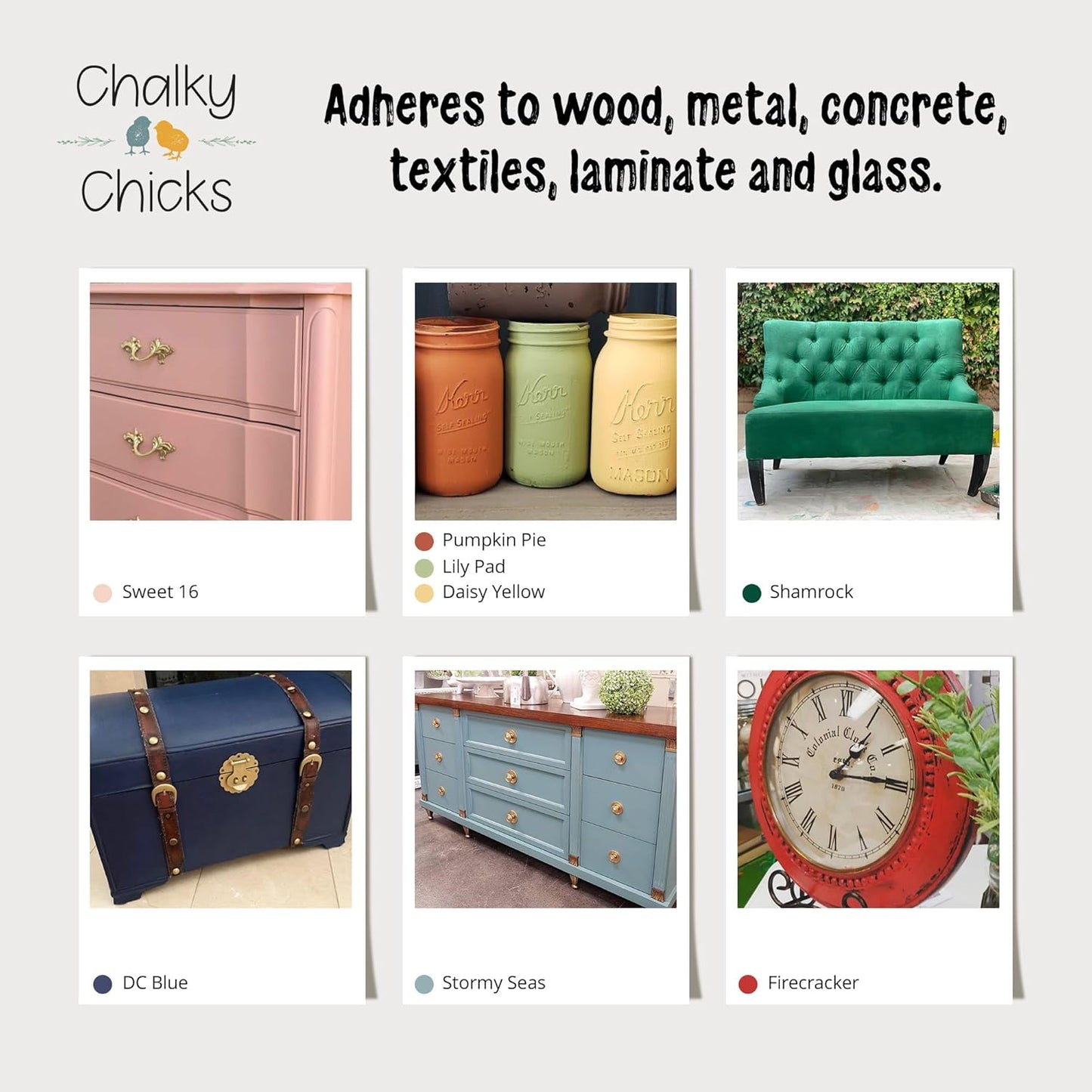Chalky Chicks All-in-One Chalk Paint for Furniture or Cabinet - 32 Fl Oz - Matte Finish Shamrock (Dark Green) for Metal, Wood Furniture Paint - No Sanding All-in-One for Home Decor & Crafts, USA Made