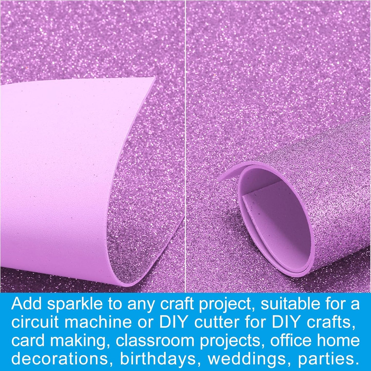 PATIKIL 2mm(1/10") Thick Non Adhesive Glitter Foam Sheet 16x24inch(40x60cm) Dark Purple, EVA Shiny Foam Board for Craft, 6 Pcs