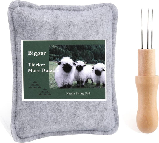 WONVOC Needle Felting Pad, Felting Kit, Needle Felting Mat and Felting Needles with Wooden Handle Holder,Needles Felting Tools for Wool Craft Project