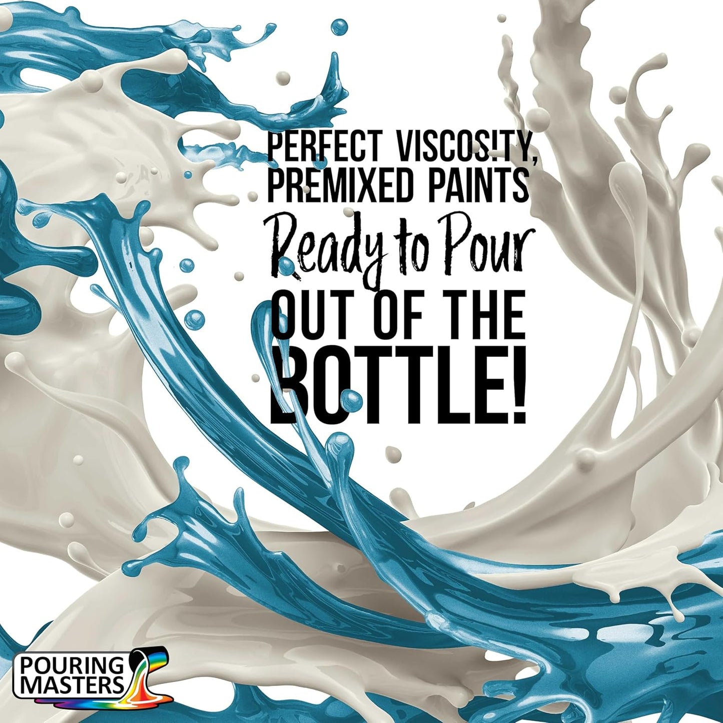 Pouring Masters Ice Blue Metallic Pearl Ready to Pour Acrylic Pouring Paint - Premium 32-Ounce Pre-Mixed Fluid Acrylic Paint - Fluid Art Supplies for Canvas, Wood, Paper, Tile & Rocks