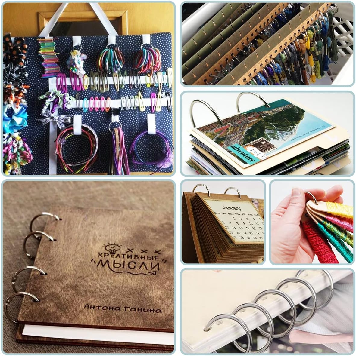 CooBigo 50 Pack Binder Ring, Metal Book Ring Paper Ring Holder 5/8" Loose Leaf Binder Ring Clip for Index Card, Flash Card Ring, Scrapbook, Keychain Key Ring - Silver