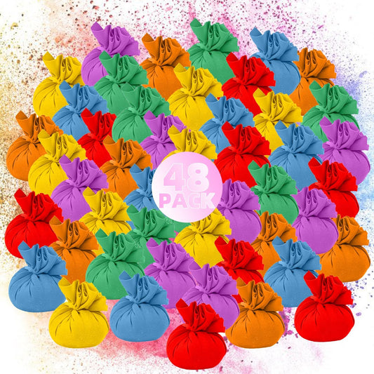ARELUX Color Powder Balls-48 Packs Holi Powder Colors Chalk Balls,200+ Throws Each Chalk Bomb,Family Activiies Outdoor for Color Run Photography,Party Games,Friends Photoshoot,Birthday,Festival