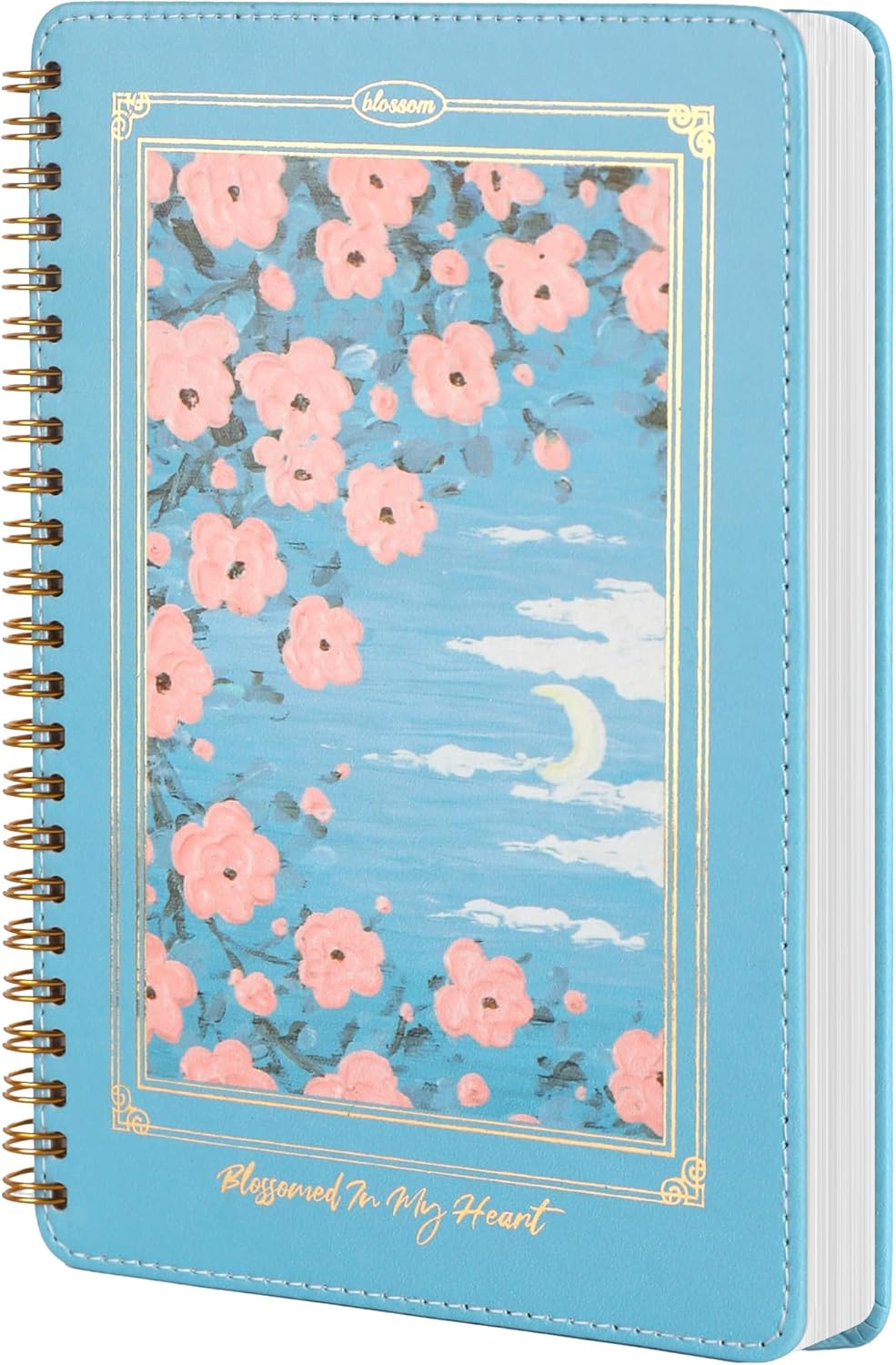 Spiral Notebook for Women, Durable A5 Leather Hardcover Notebooks, 140 Lined Pages, Cute Notebooks for Perfect Supplies at School, 8.3 x 6.2 in
