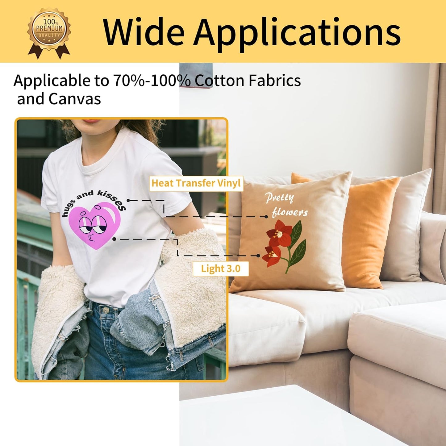 TransOurDream Iron on Heat Transfer Paper for Light Fabric (20 Sheets, 8.5x11") Printable Iron on Transfers for Inkjet Printer & Laserjet Printer, Heat Transfer Vinyl for T Shirts (2 Sheets, 8.5x11")