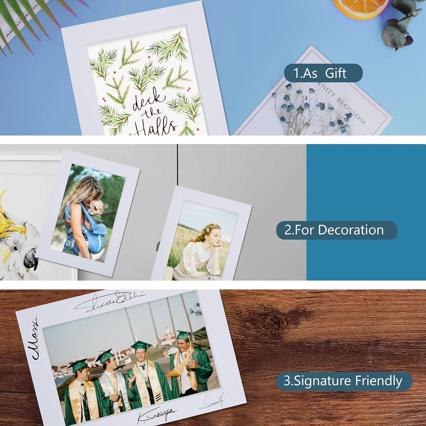 Somime 10 Pack Pre-Cut 11 x 14 White Picture Mats for 8x10 Photos - White Core Bevel Cut Frame Matte, Acid Free, Ideal for Frames/Artwork/Prints