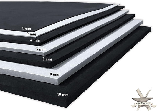Shape Retention EVA Cosplay Foam 8mm (1mm-10mm) 14x39 inch White or Black High Density EVA Foam Sheets. Premium 85 kg/m3 Heat Shape Material for DIY Convention or Halloween Costumes by The Foamory