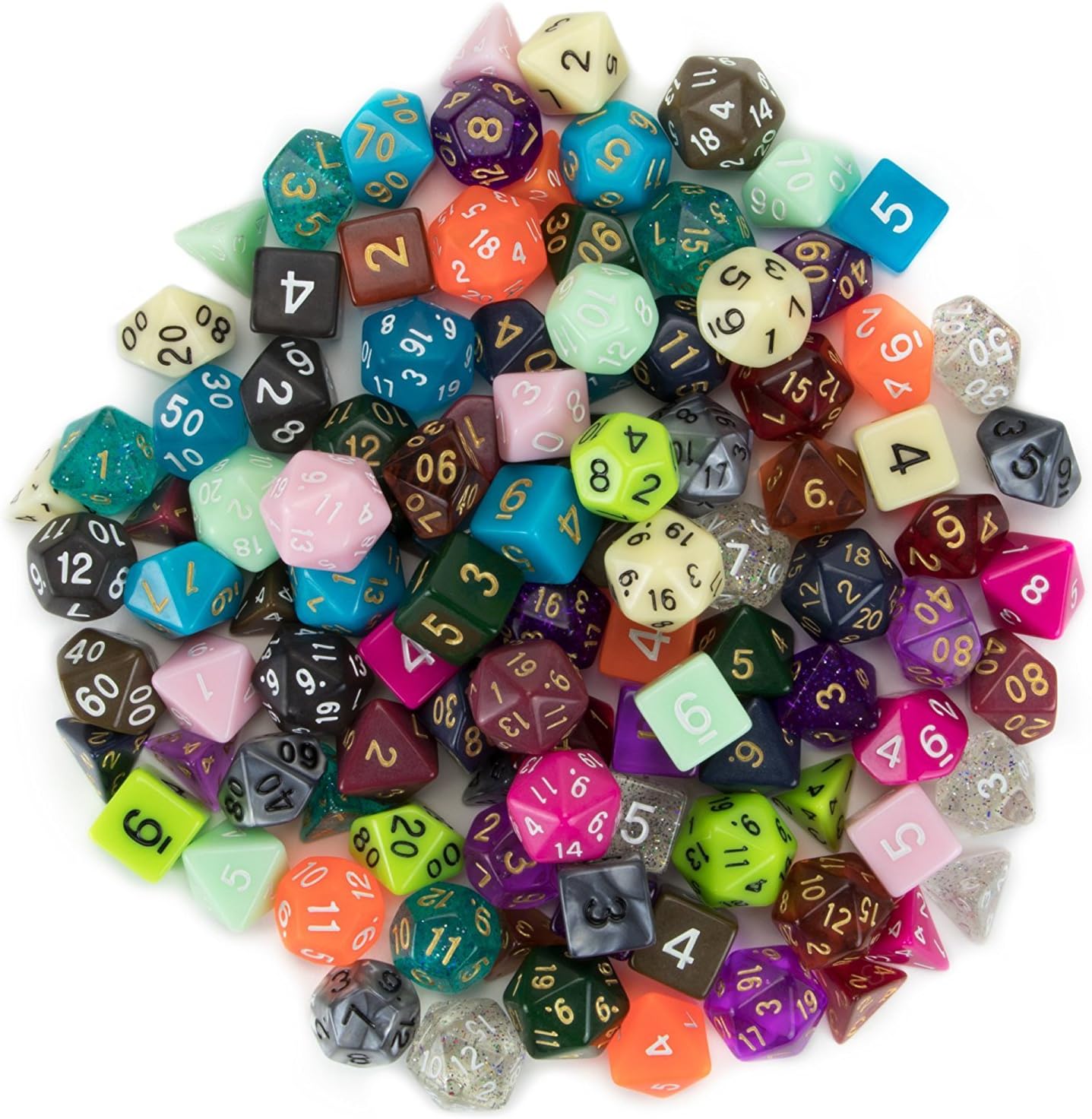 Wiz Dice DND Dice Set - 140 Pieces Total (20 Sets of 7 Dice in Unique Colors) & Storage D&D Dice Bag-Polyhedral Role Playing Dice - Perfect DND Accessories for TTRPG Dice Games - Bag of Tricks