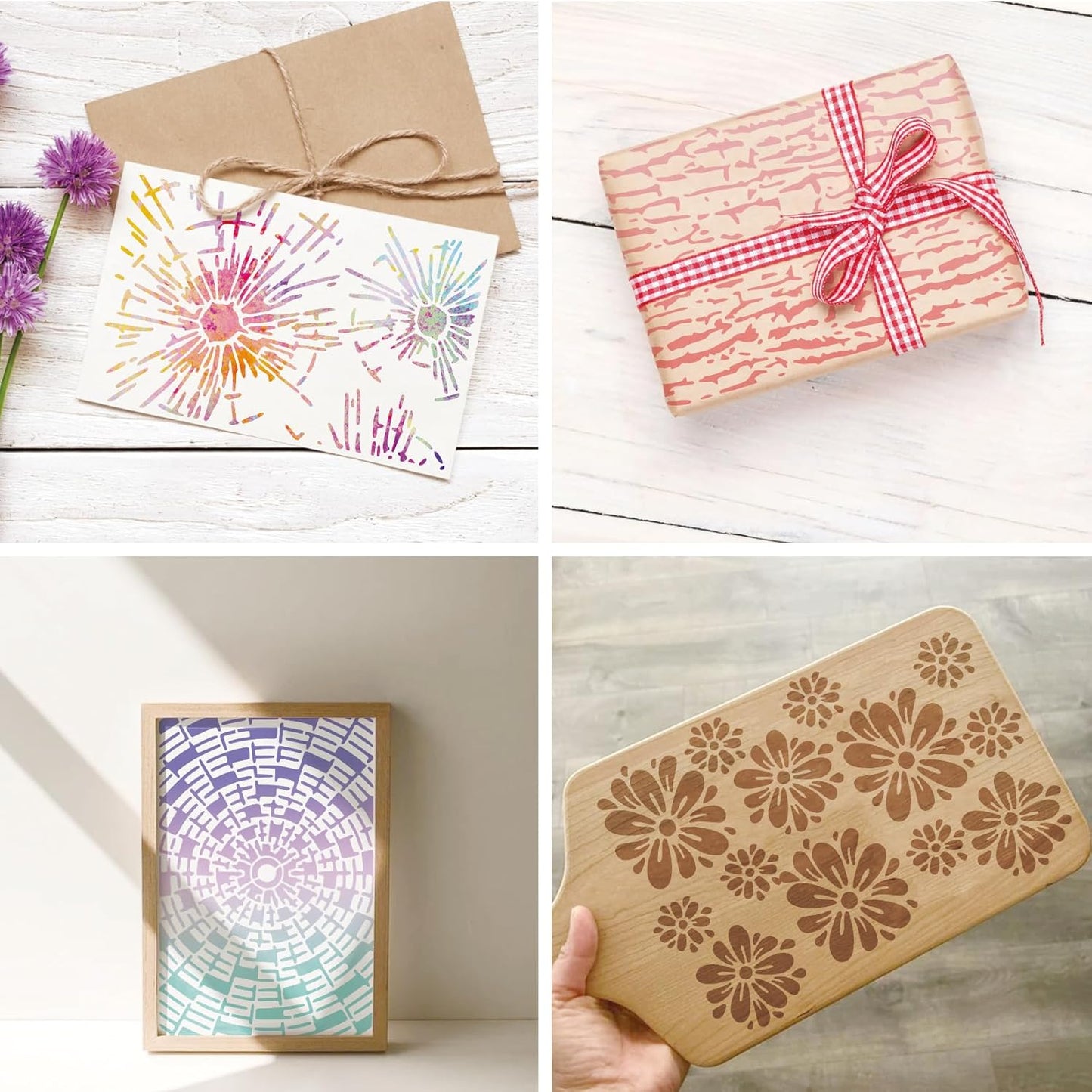 16 Pieces Stencils for Painting, Abstract Texture Mixed Media Art Supplies Crafts Reusable Layering Stencil Brick Pattern Templates for Drawing Card Making Canvas Furniture Paper (Texture)