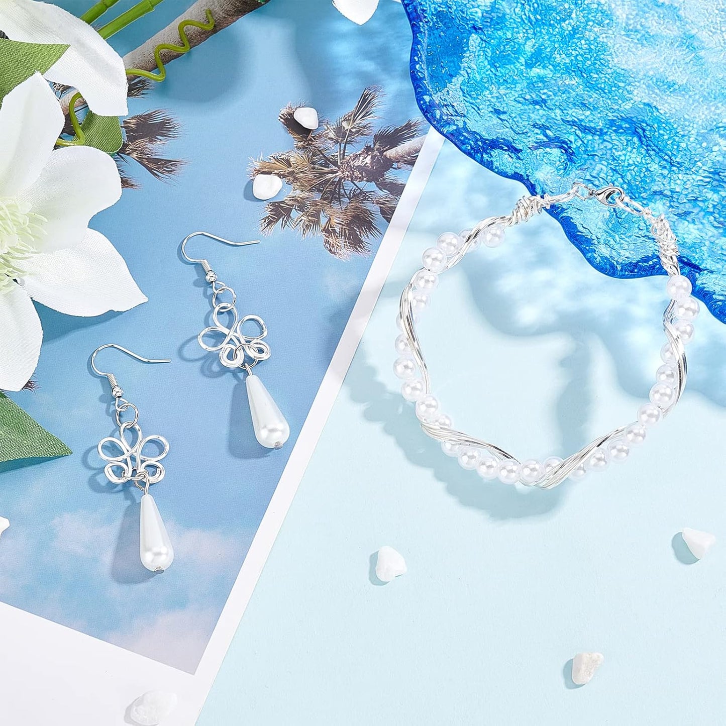 BENECREAT 33 Feet 21Gague Square Copper Wire, Silver Craft Copper Wire Tarnish Resistant Jewelry Wire for Jewelry, Hobby Craft Making, Floral, Decorations