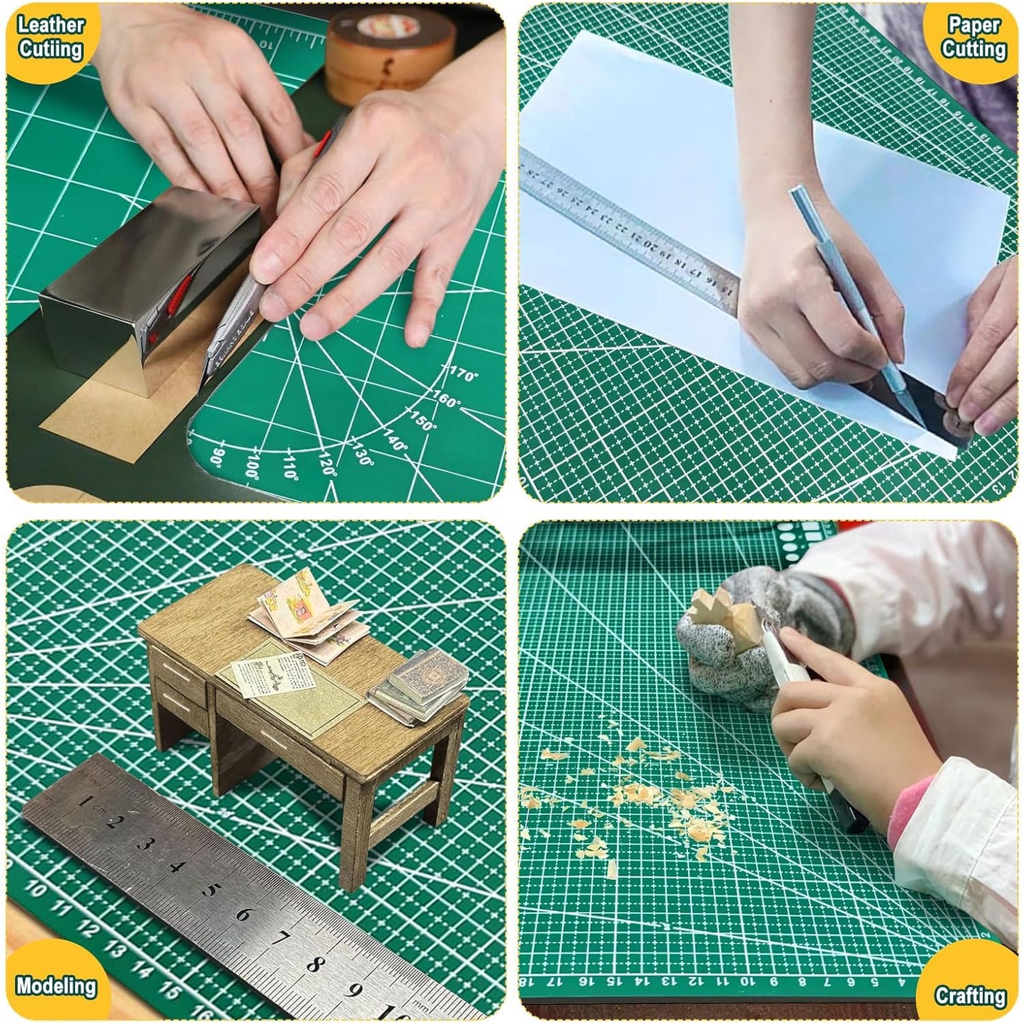 5 PCS Self Healing Cutting Mat 12" x 18": Sewing Rotary Cutting Mat for Crafts and Fabric Sewing Scrapbooking Quilting and Precision Cutting (5, Green)