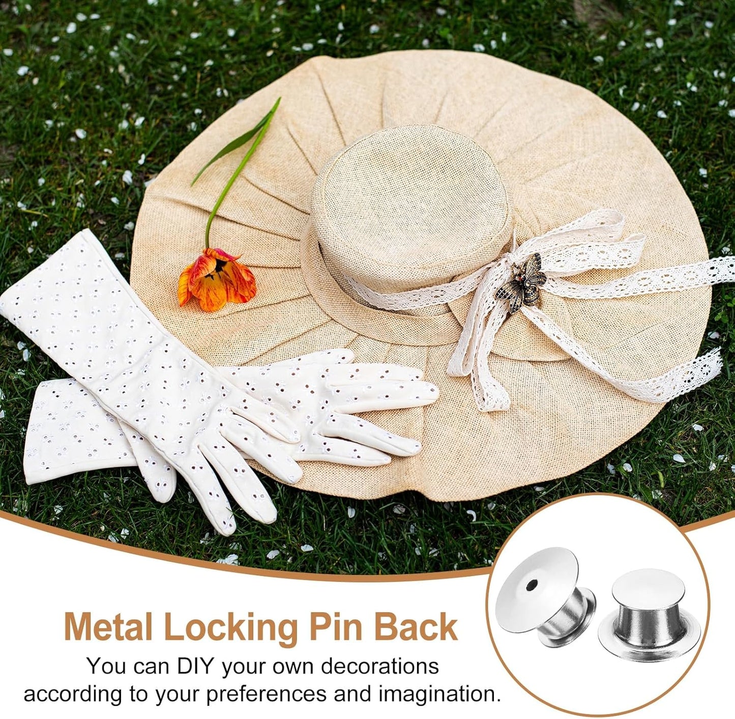 uxcell 40Pcs Metal Locking Pin Backs, Pin Keepers Locking Clasp Flat Head Clamp Needle Back Lock for DIY Brooch Crafts Badges Enamel Lapel, Silver