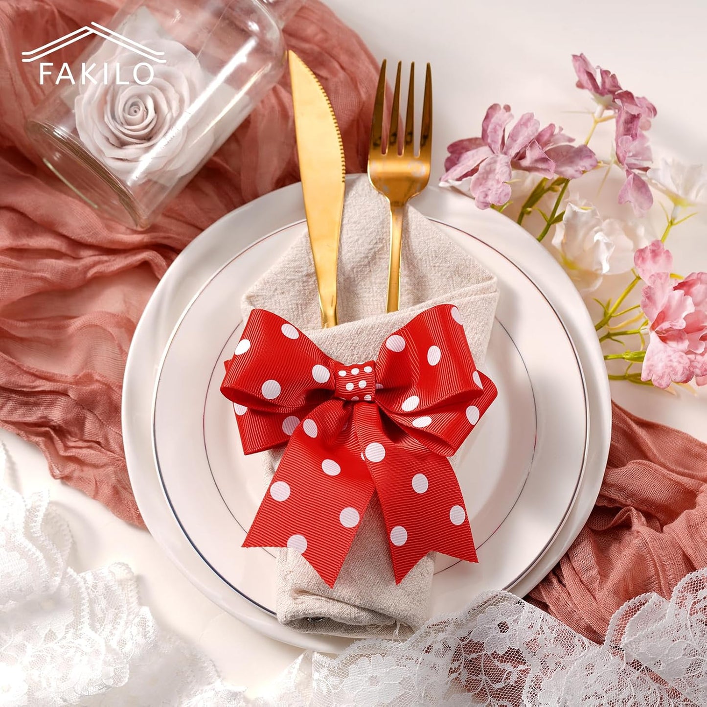 Polka Dot Grosgrain Ribbon 1.5 Inch, 25 Yards Spool Red and White Dot Craft Ribbon for Christmas Gift Wrapping DIY Crafts Hair Bows Wedding Party Decor Sewing and Home Decoration