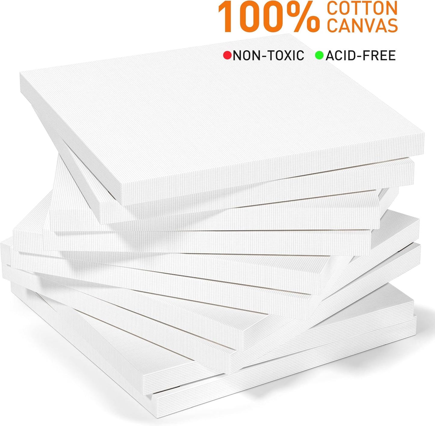 GOTIDEAL Stretched Canvases for Painting, 6x6" Inch Set of 7, Primed White - 100% Cotton Blank Art Square Canvas Boards for Painting for Acrylic Pouring, Oil Paint Dry & Wet Art Media