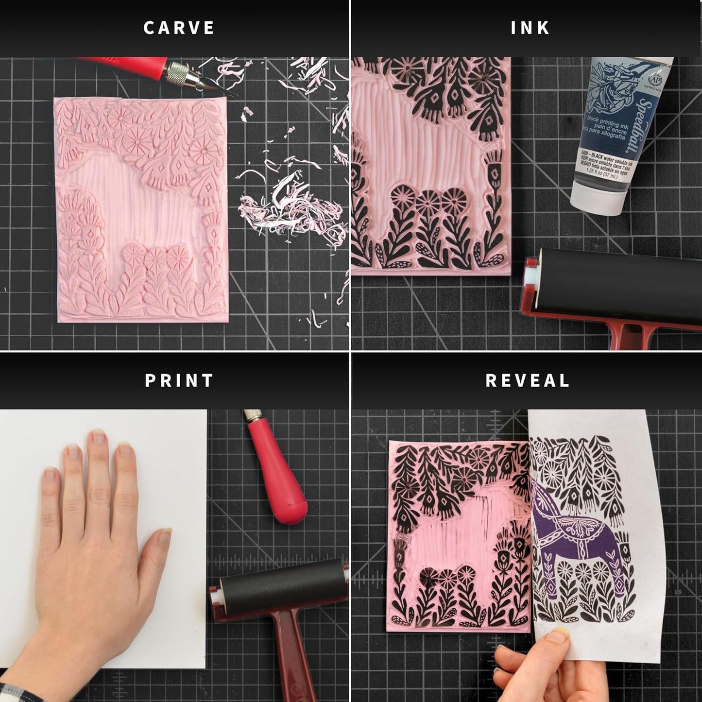 Speedball Soft Rubber Brayer, 3.5-Inch - Printmaking Roller Tool for Gel & Block Printing and Crafting - Made in USA