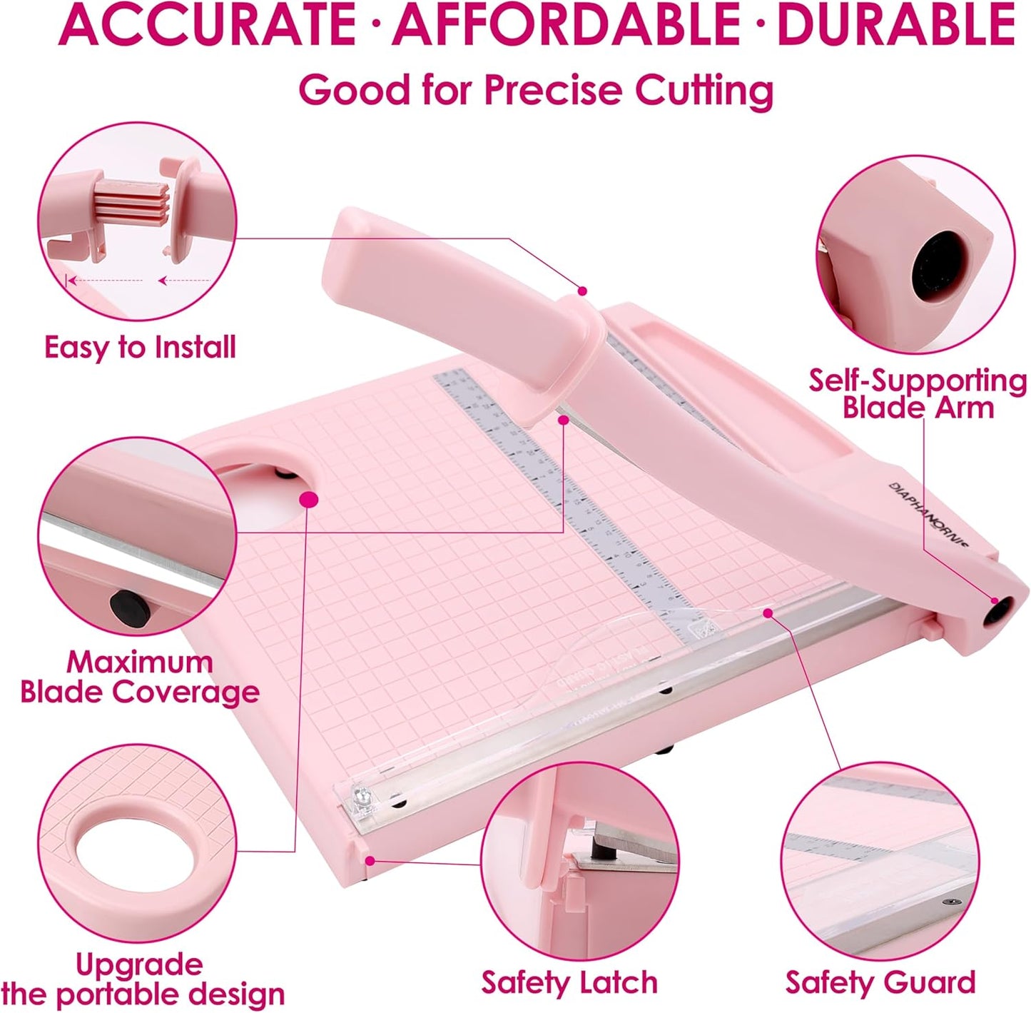 12" Guillotine Paper Cutter,Paper Trimmer Accurate Cutting with with Safety Protection and Blade Lock,12 Sheets Capacity, Perfect for Cardstock, Cardboard, Photos, Vinyl, Crafts,Scrapbooking