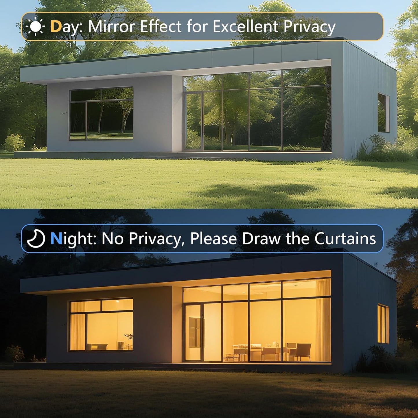 LEMON CLOUD One Way Window Privacy Film See Out Not in Reflective Mirror UV Window Cling Sun Blocking Heat Control Glare Control with Tools,29.5 Inch x 78.7 Inch