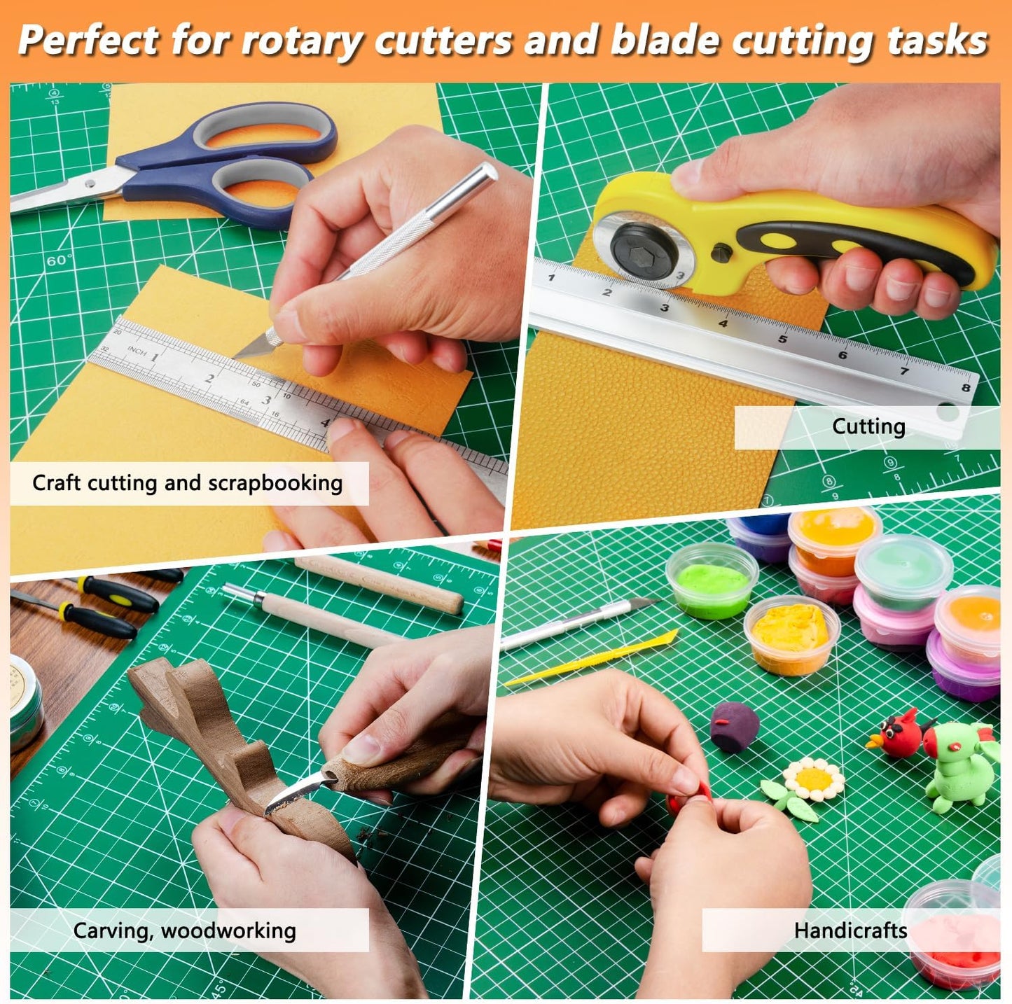 Ecraft 24"x36" Self-Healing Sewing Mat: Large Double Sided Green 5-Ply Hobby Mat, A1 Rotary Cutting Mat for Sewing, Quilting & Fabric Crafts