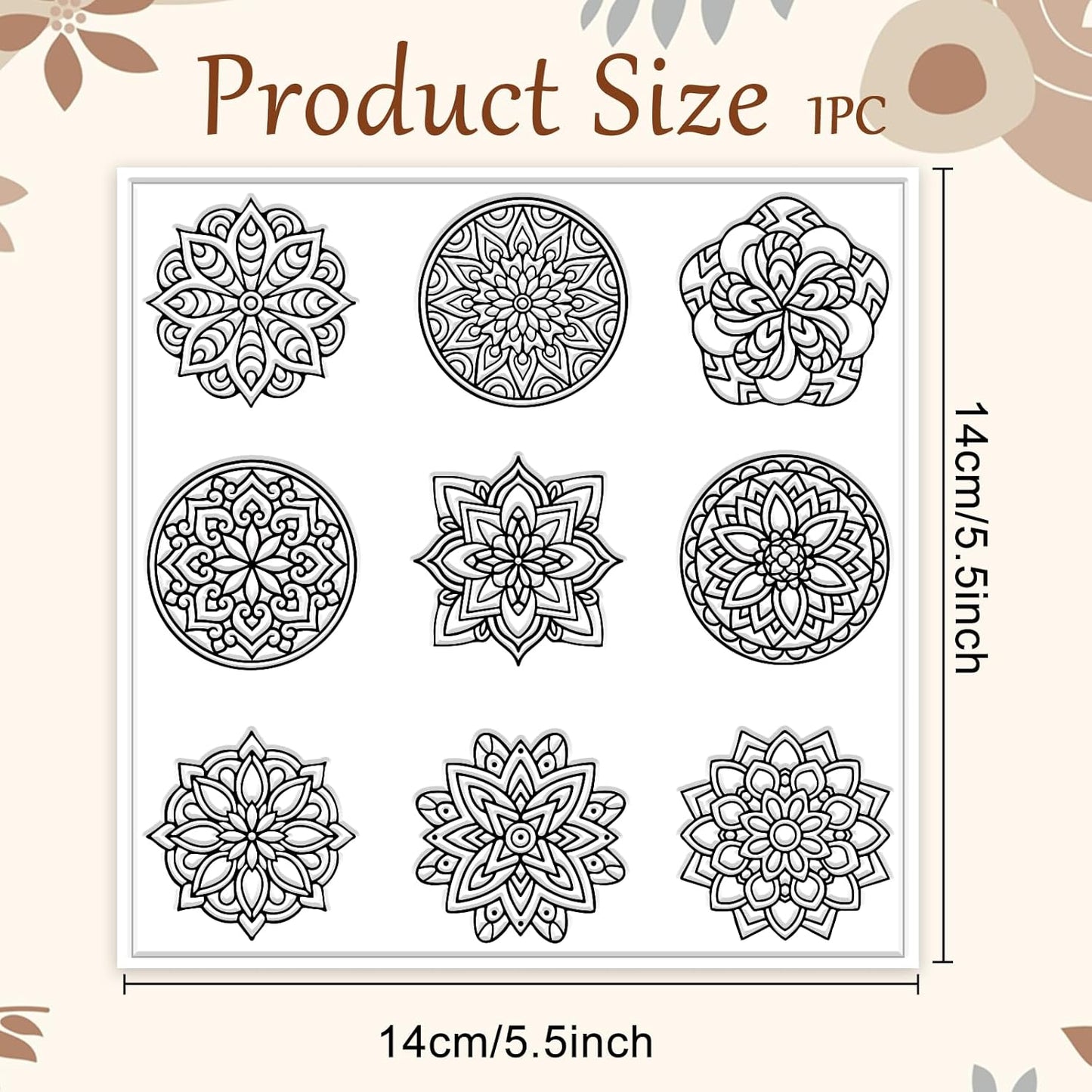 CHGCRAFT Bohemian Round Pattern Polymer Clay Texture Sheets Mandala Pattern Silicone Texture Stamp Single Image Modeling Pattern Pad for Jewelry and Clay Earrings Tools, 5.5x5.5 inch