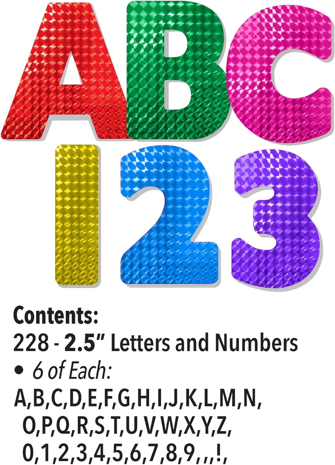 ArtSkills 2.5" Poster Letters and Numbers, A-Z and 0-9, Assorted, Holographic Colors, 228-Count (PA-1444) (Pack of 2)