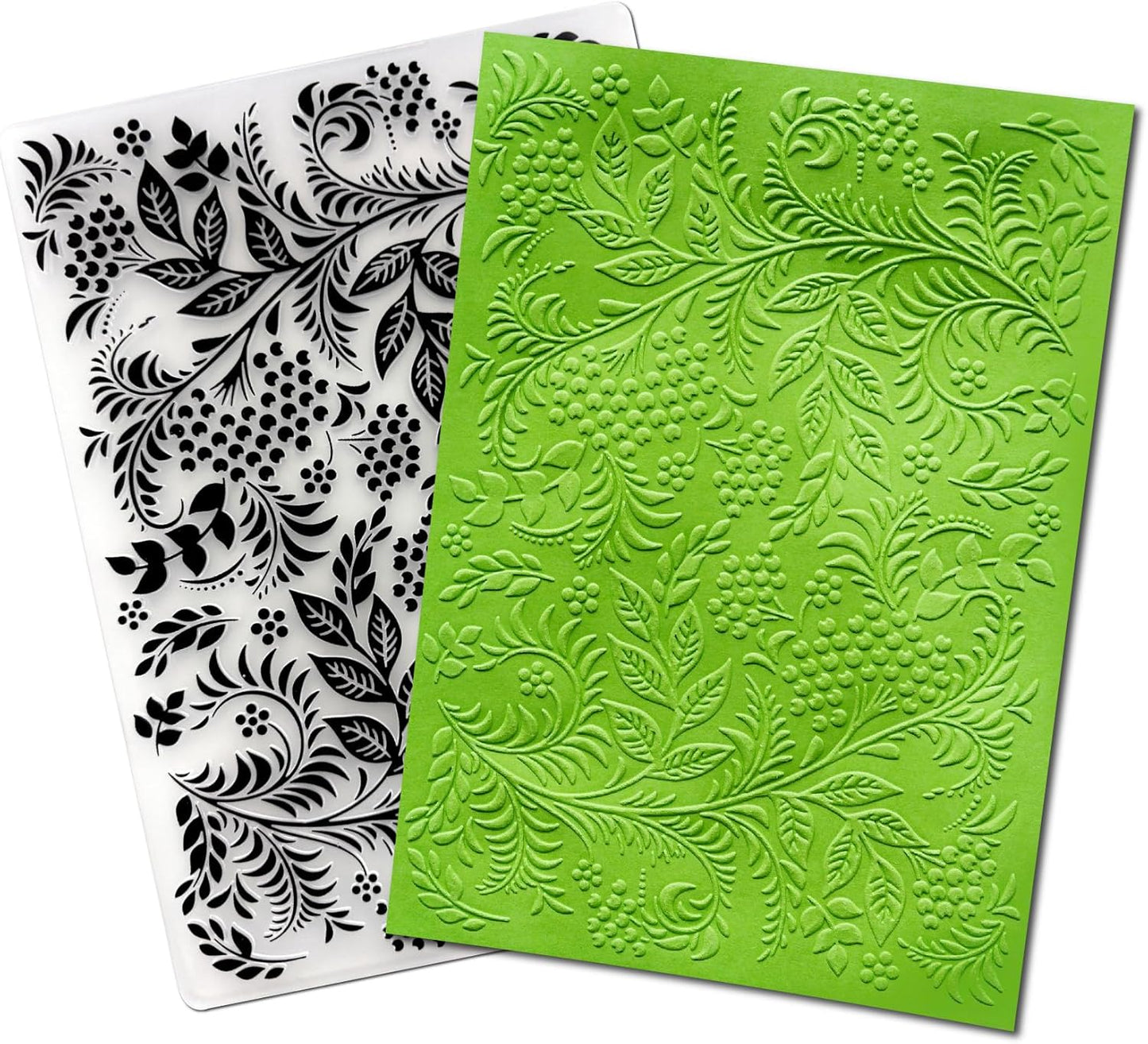 Arbuya Christmas Leaves Plastic Embossing Folders Berry Branches Texture Embossing Impression Template for Card Making Scrapbooking and Paper Crafting， 5"x7"