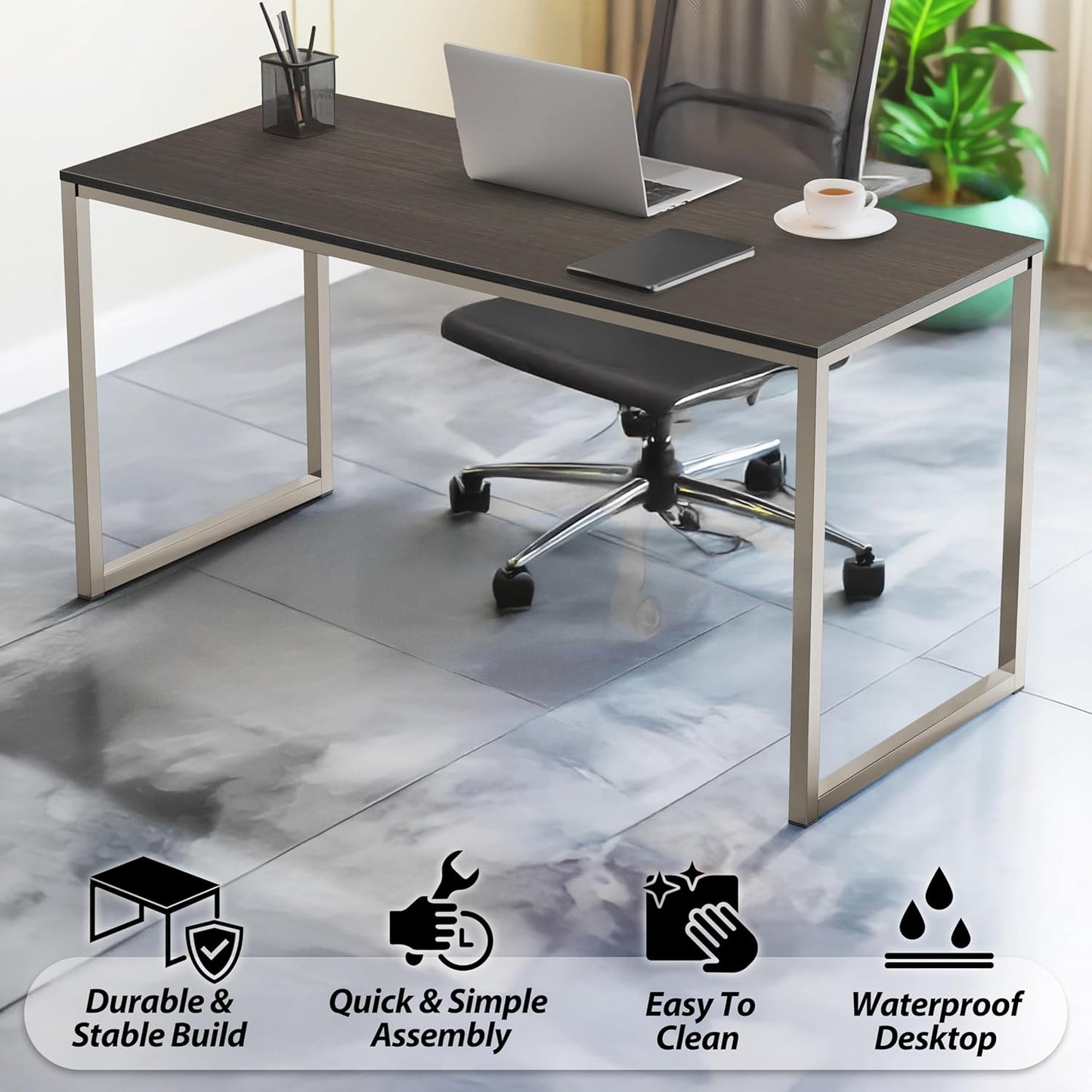 SHW Mission 55-Inch Home Office Computer Desk, Espresso