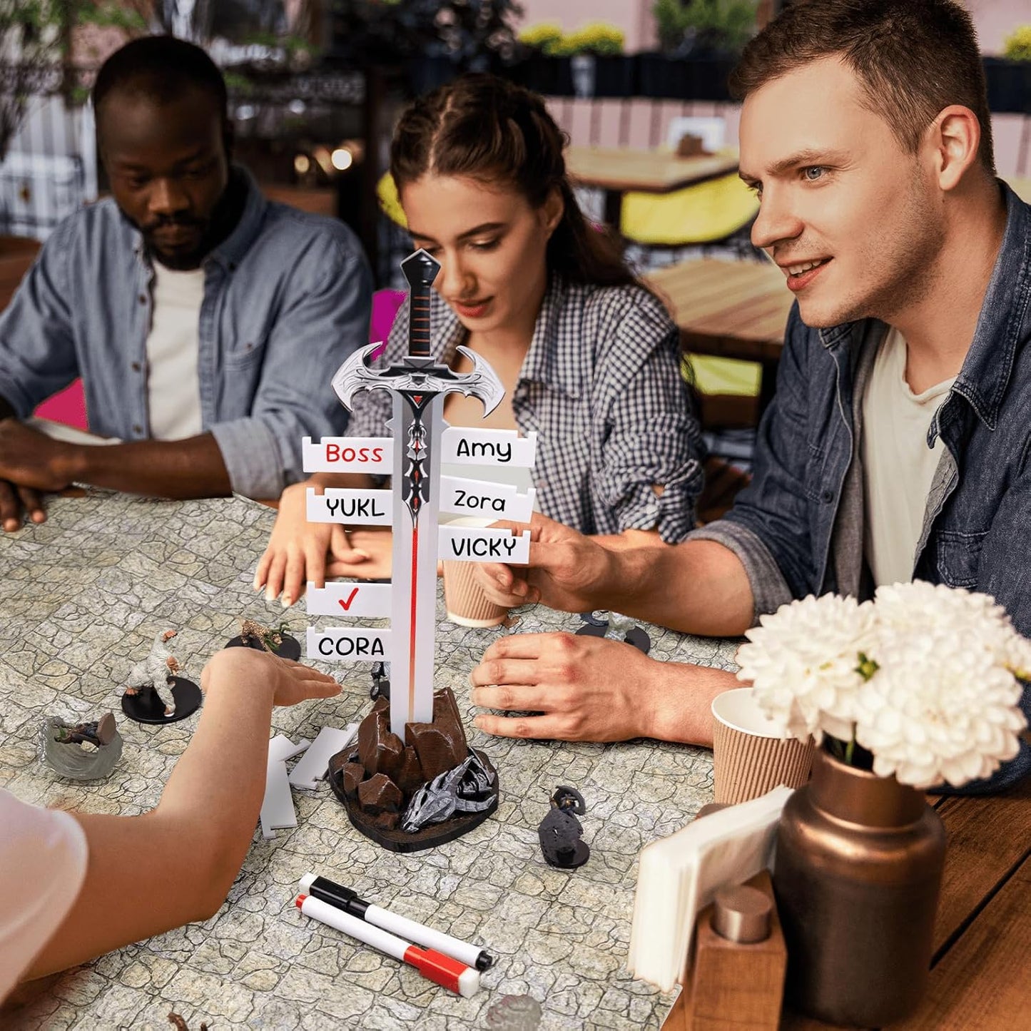 DND Initiative Tracker,Initiative Tracker with 10 Erasable Taken Flags,DND Accessories,Dungeons & Accessories Dragons