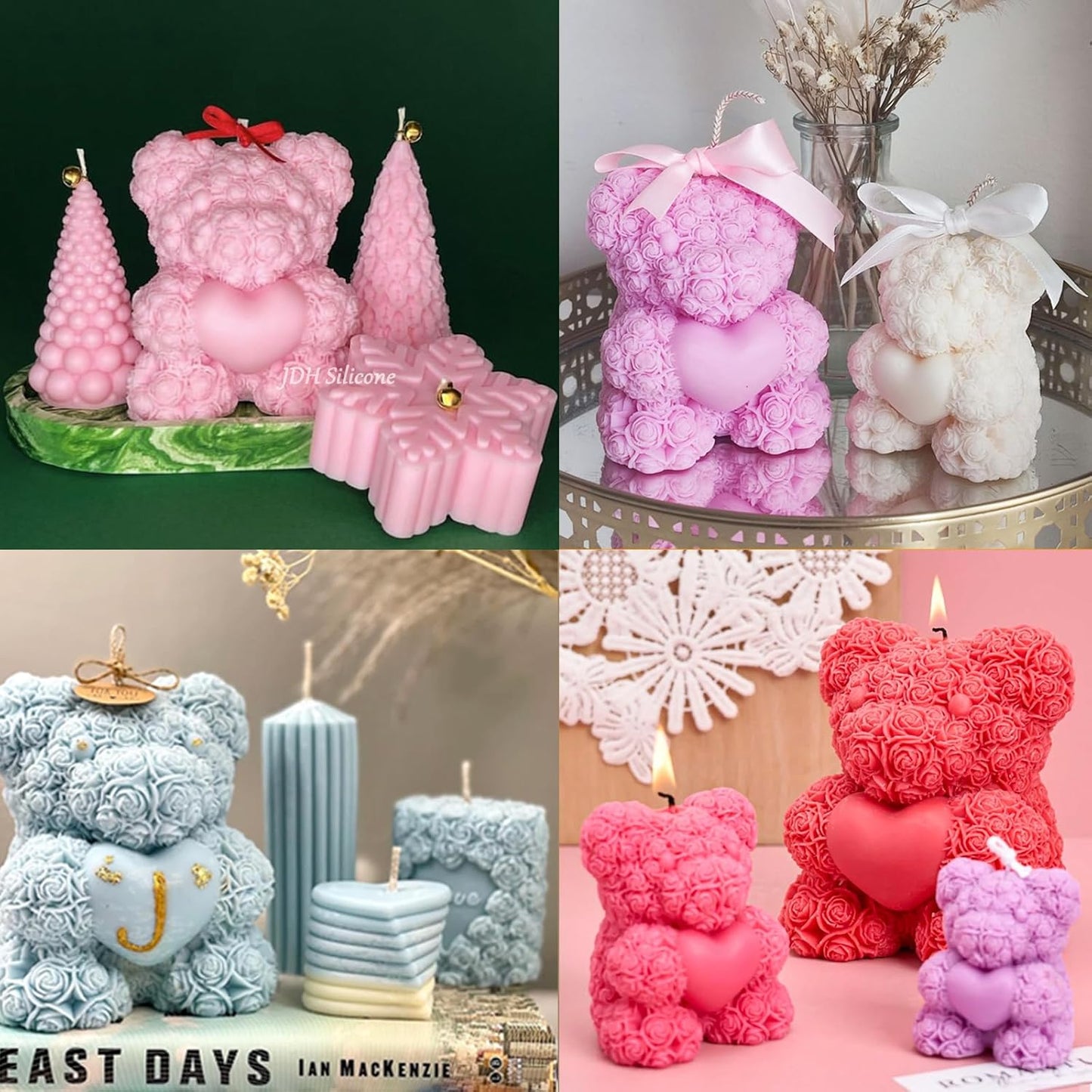 Extra Large Rose Bear Silicone Molds,3D Teddy Bear Candle Making Molds,Epoxy Resin Molds,for DIY Handmade Soaps, Women Gifts,Valentine Gifts, Birthday Gifts,Wedding Gift,Home Decor Crafts