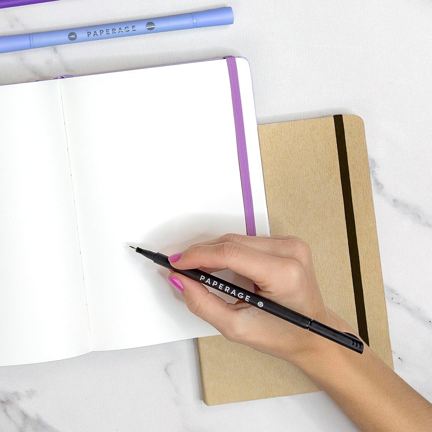 PAPERAGE Recycled Blank Journal Notebook, (Kraft), 160 Pages, Medium 5.6 in x 8 in - 100 GSM Thick Paper – Hardcover Journaling Notebook for Work, School, Note Taking or Sketching