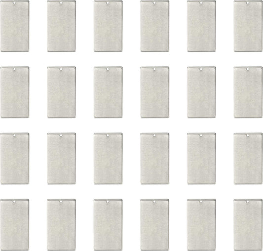 ImpressArt - Premium Metal Stamping Rectangle Blanks for Metal Stamping and Jewelry Making (24 Pack) (11/16" x 1 1/4" Rectangle w/Hole, Aluminum)