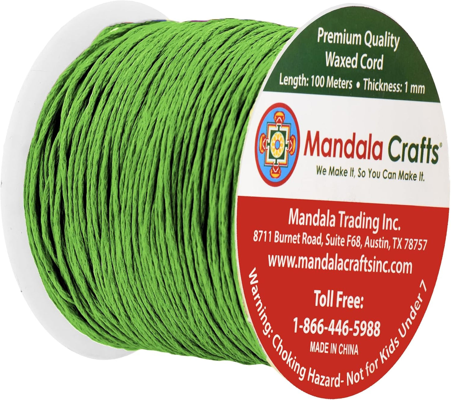 Mandala Crafts 1mm 109 Yards Green Cotton Waxed Cord for Jewelry Making Bracelet Cord Waxed String - Beading String Thread Jewelry Cords for Necklaces String