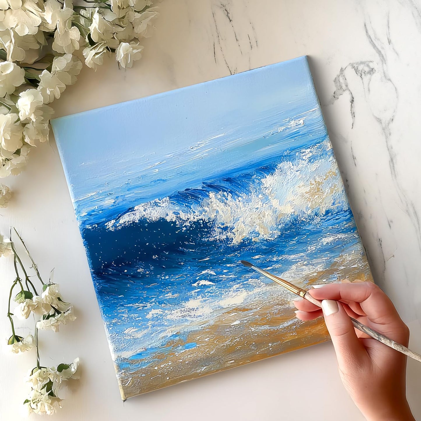 AUREUO Marine Acrylic Paint Set - 8 Ocean Blue Colors 0.71 Fl Oz / 21ml Tubes Aqua Tone Art Paints for Crafts Seascapes, Non-Toxic, Lightfast, High Pigment Artist Paints