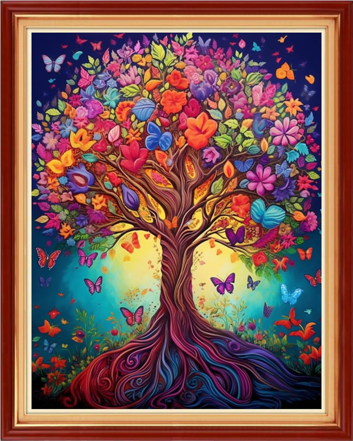 DMCVIVR Stamped Cross Stitch Kits for Adults Beginners Embroidery Kits 11CT Needlepoint Kits Cross Stitch Patterns Embroidery Patterns&Colorful Life Tree 16x20 inch