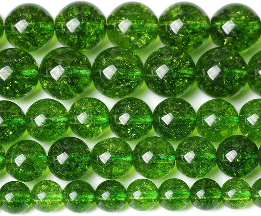 10MM Green Peridot Crystal Quartz Beads Natural Gemstone Beads Round Loose Beads for Jewelry and Bracelets Making 72pcs 2 Strands 32"