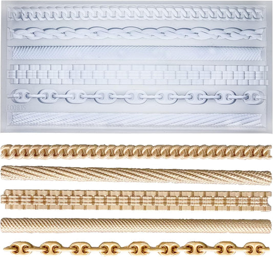 FUNSHOWCASE Chains Mold for Polyclay Air Dry Clay Plaster, 4719, 6 Trimmings #4719