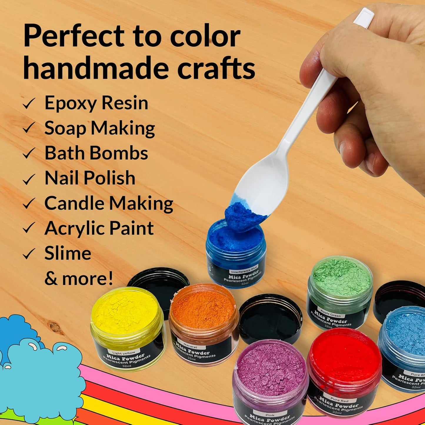 Pigment Powder for Epoxy Resin, 24 Pastel Colors, Mica Powder for Candle Dye, Bath Bomb Coloring, Soap Making, Resin Pigment, Metallic Pearl Soap Dye for Candle Making