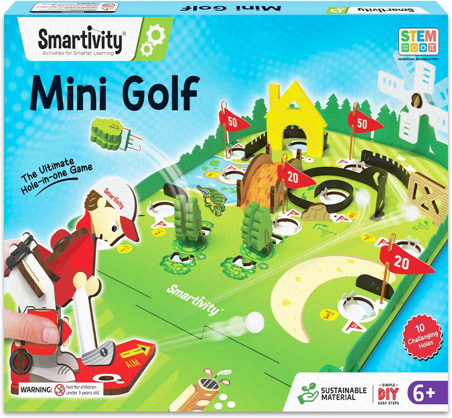 Smartivity Mini Golf Table-Top Game for Kids Ages 6-12 | Build Your Own Golf Course with Mechanical Golfer & 10 Fun Holes | STEM Toy & Birthday Gift for Boys & Girls Ages 6-12