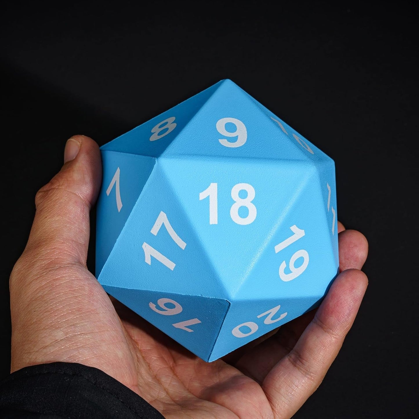 Large Foam D20 Dice, 80mm D20 DND Spindown 20 Sided Dice D&D Polyhedral with Drawstring Bag for Role Playing Games (Blue)